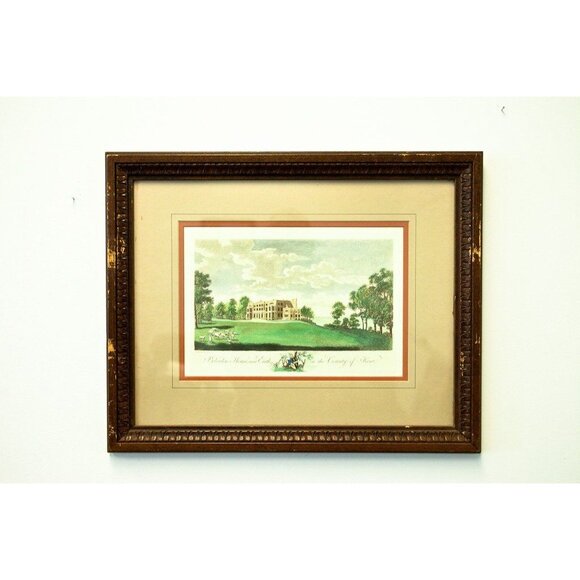 Vtg Engraving W. Angus “Belvidere House” Near Erith In The County Kent UK Art